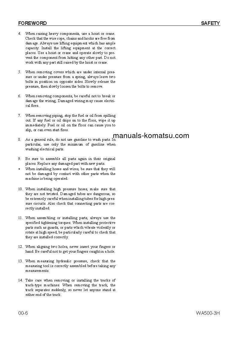 Protected: WA500-3(DEU) S/N H20313-UP Shop (repair) manual (English)
