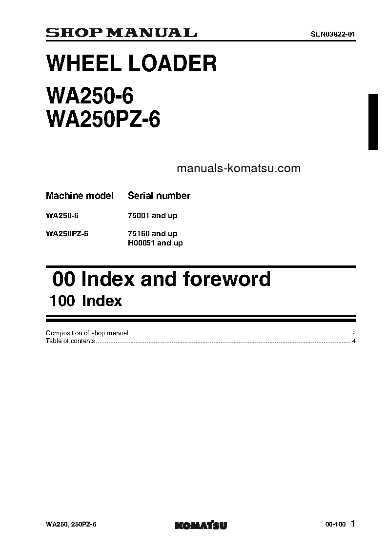 Protected: WA250PZ-6(DEU) S/N H00051-UP Shop (repair) manual (English)