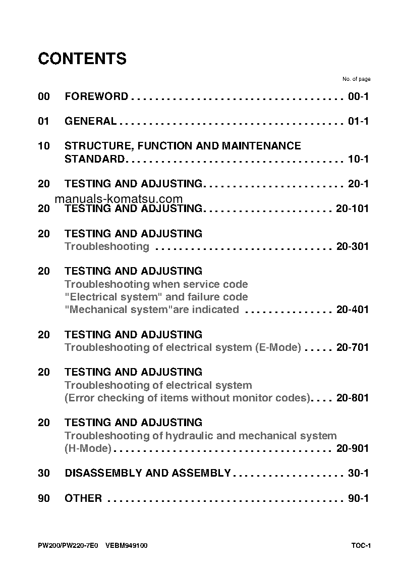 Protected: PW200-7(DEU)-TIER 3 S/N H55051-UP Shop (repair) manual (English)