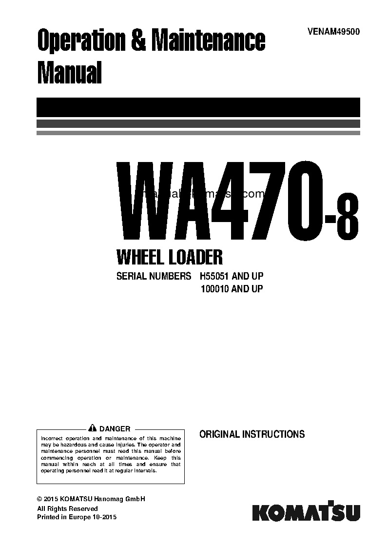 WA470-8(DEU) S/N 100010-UP Operation manual (English)
