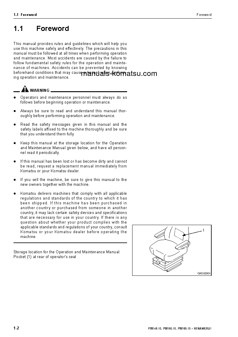 Protected: PW160-10(DEU) S/N H62051-UP Operation manual (English)