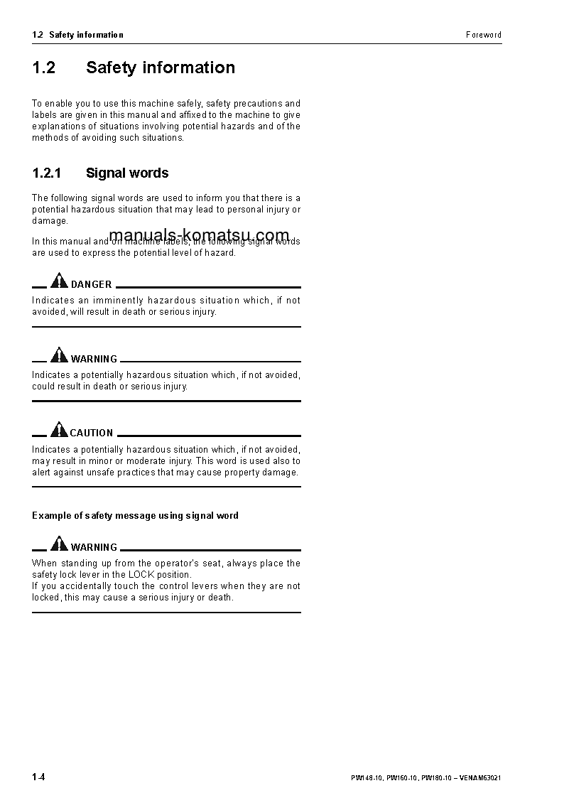 Protected: PW160-10(DEU) S/N H62051-UP Operation manual (English)