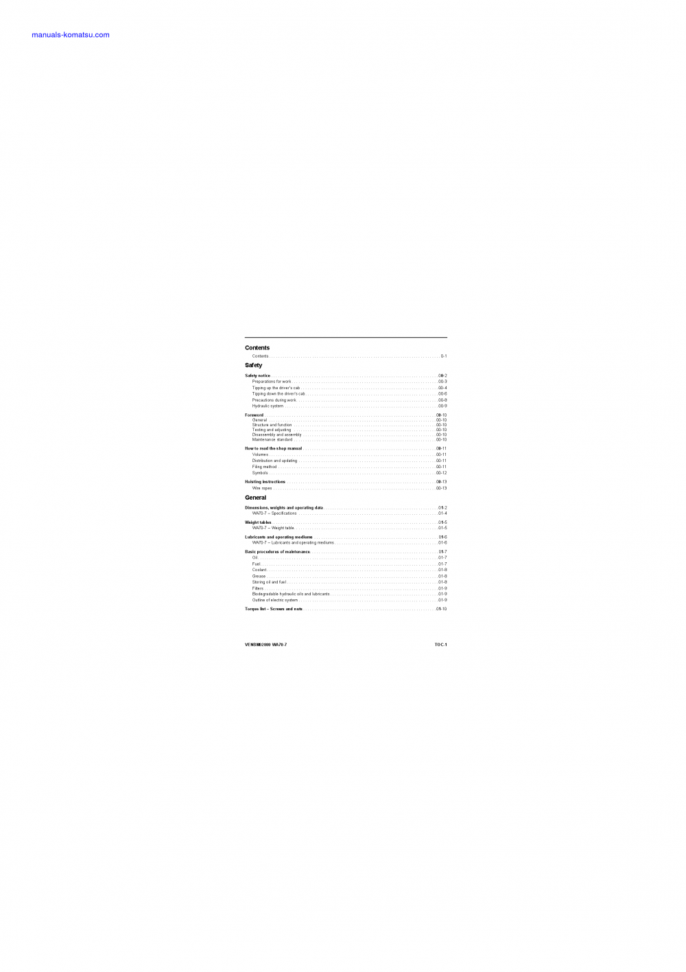 Protected: WA70-7(DEU) S/N H62051-UP Shop (repair) manual (English)