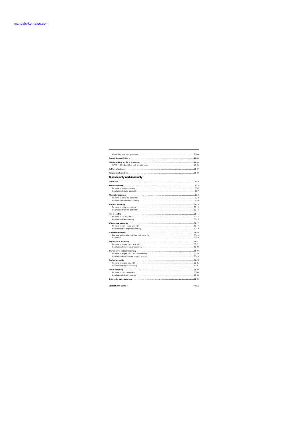 Protected: WA70-7(DEU) S/N H62051-UP Shop (repair) manual (English)