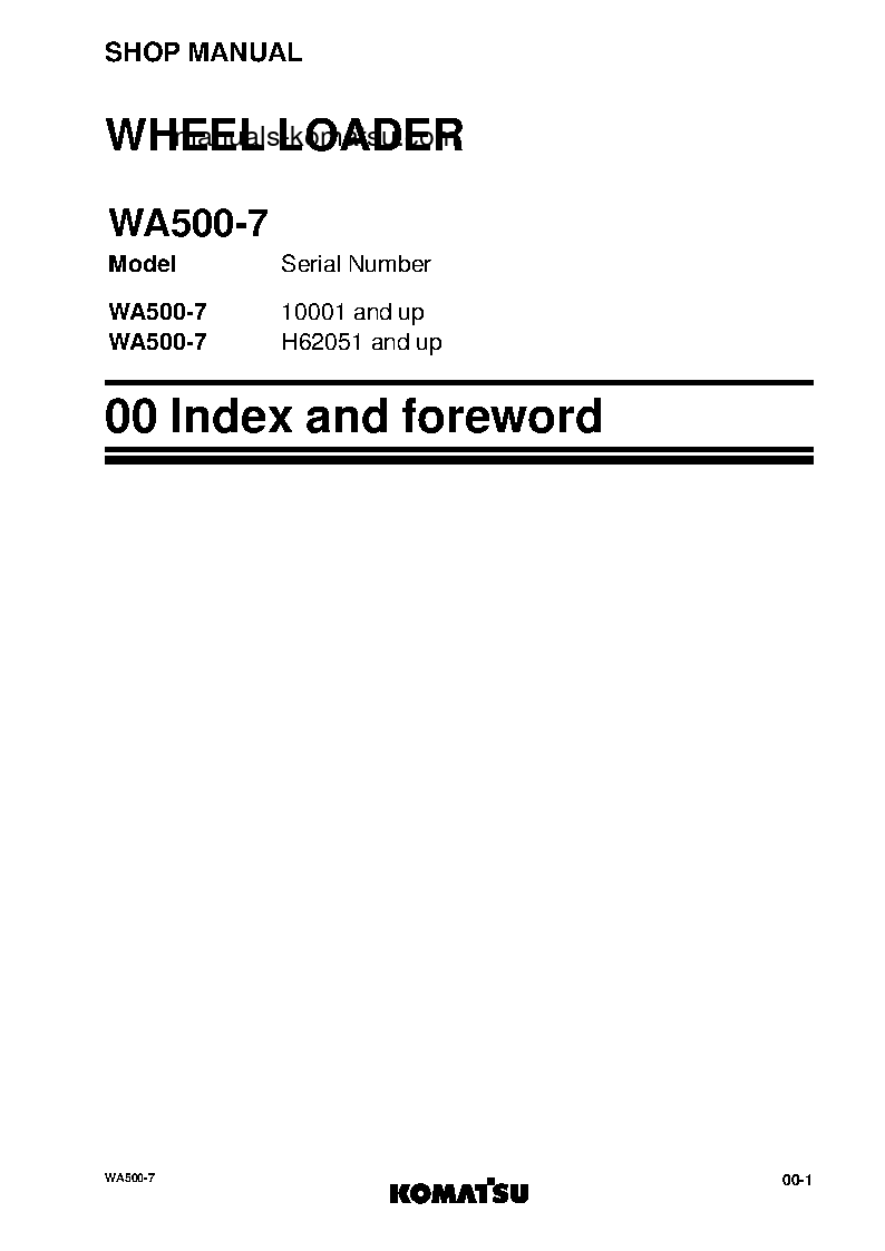 Protected: WA500-7(DEU) S/N H62051-AND UP Shop (repair) manual (English)