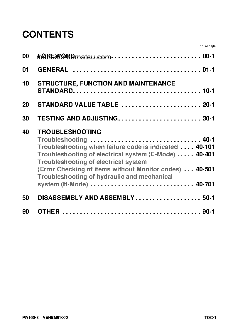 Protected: PW160-8(DEU) S/N H60051-UP Shop (repair) manual (English)