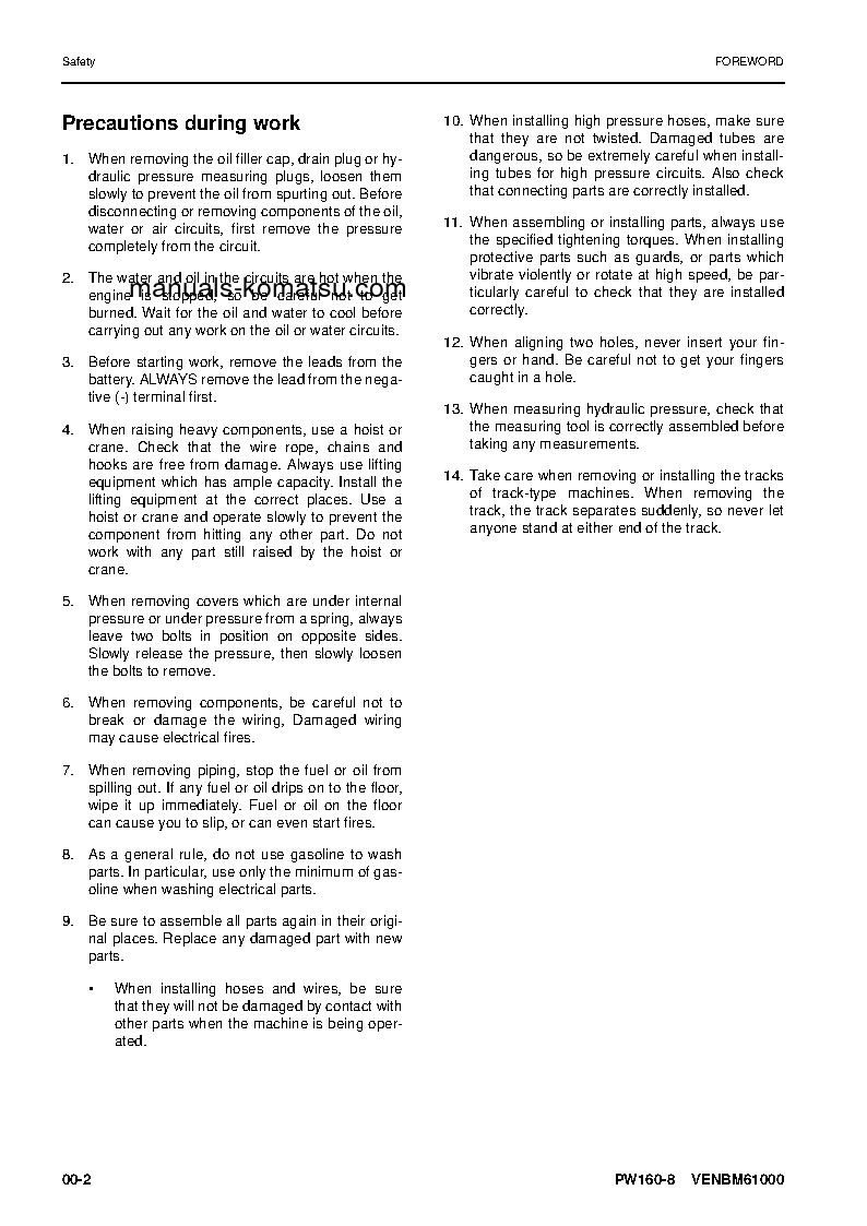 Protected: PW160-8(DEU) S/N H60051-UP Shop (repair) manual (English)