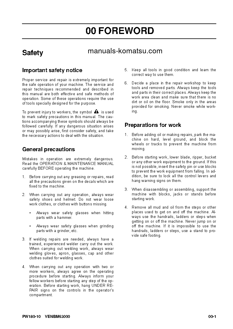 Protected: PW180-10(DEU) S/N H60051-UP Shop (repair) manual (English)