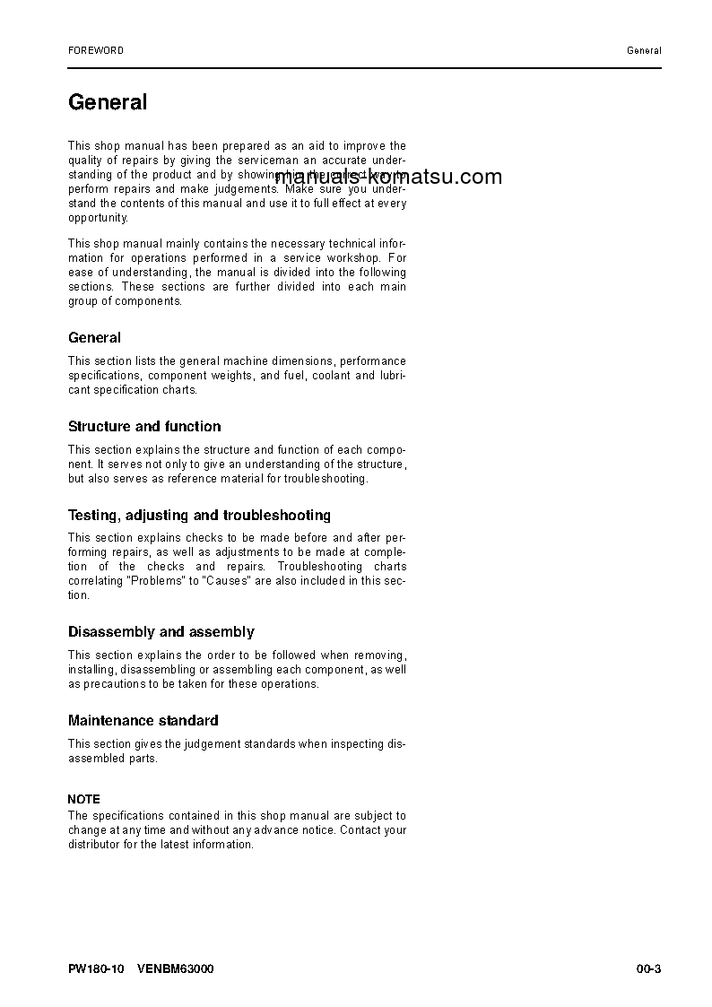 Protected: PW180-10(DEU) S/N H60051-UP Shop (repair) manual (English)