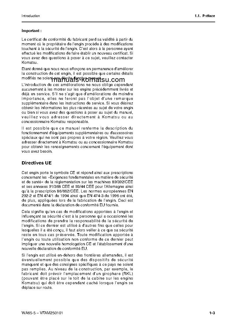 Protected: WA65-5(DEU) S/N H50051-UP Operation manual (French)