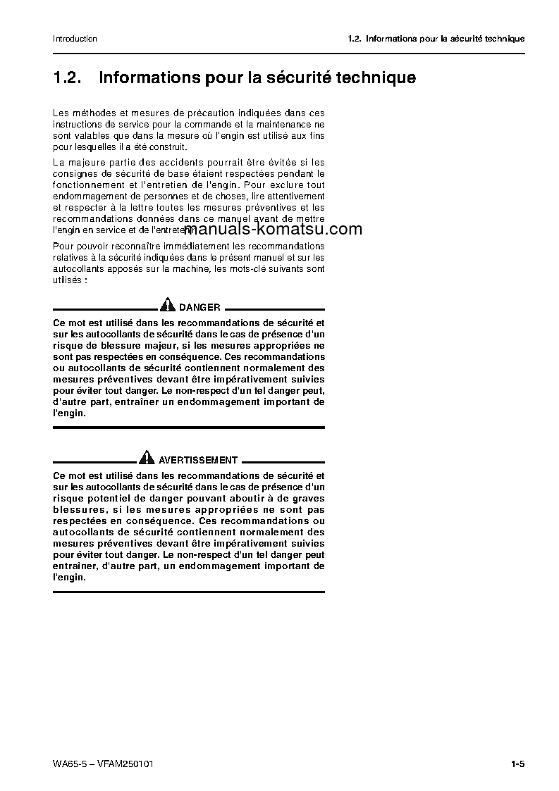 Protected: WA65-5(DEU) S/N H50051-UP Operation manual (French)
