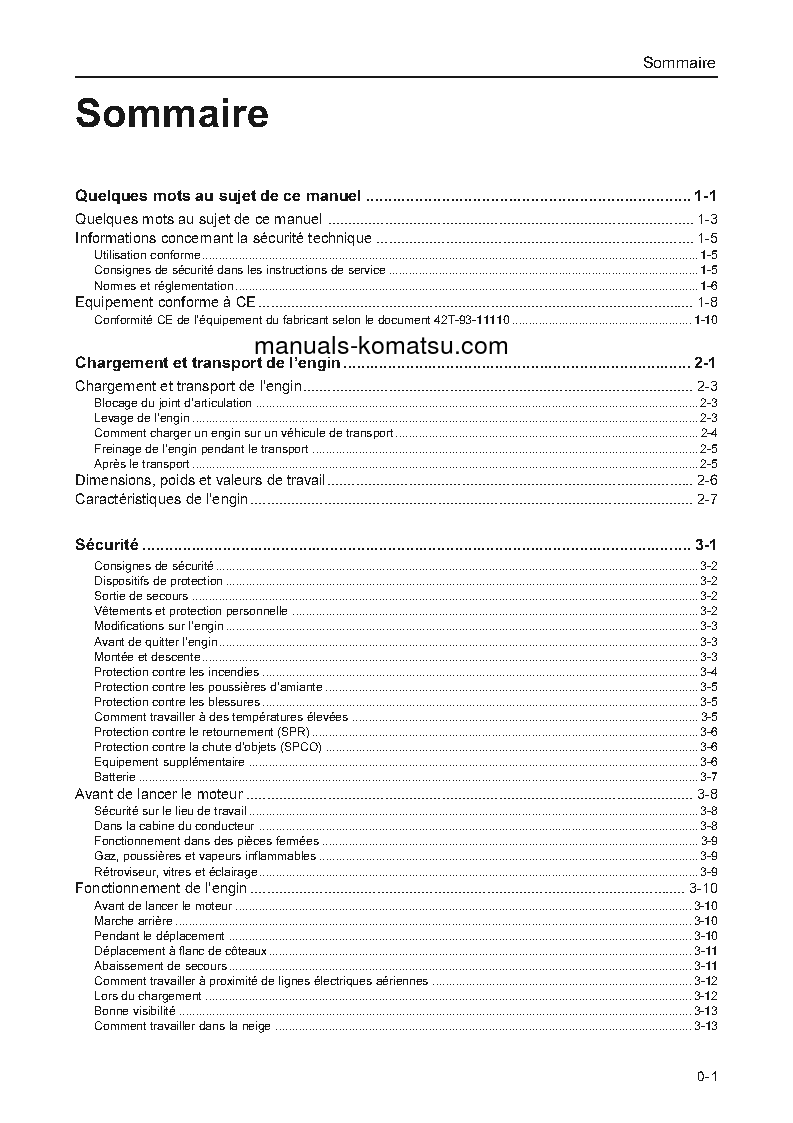 Protected: WA65-3(DEU)-30 KM/H S/N H20772-UP Operation manual (French)