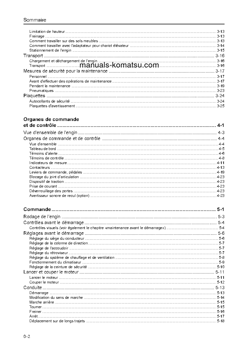 Protected: WA65-3(DEU)-30 KM/H S/N H20772-UP Operation manual (French)