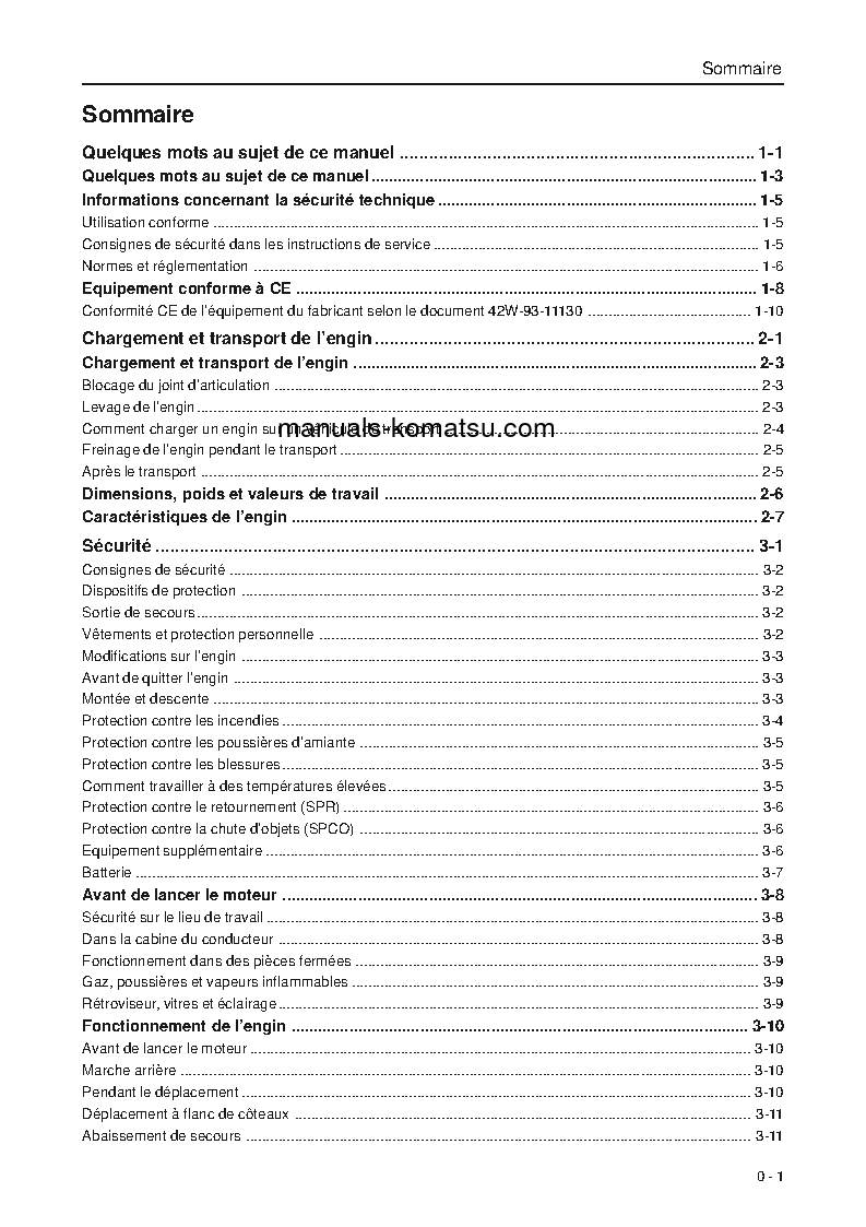 Protected: WA95-3(DEU)-H S/N H20672-UP Operation manual (French)