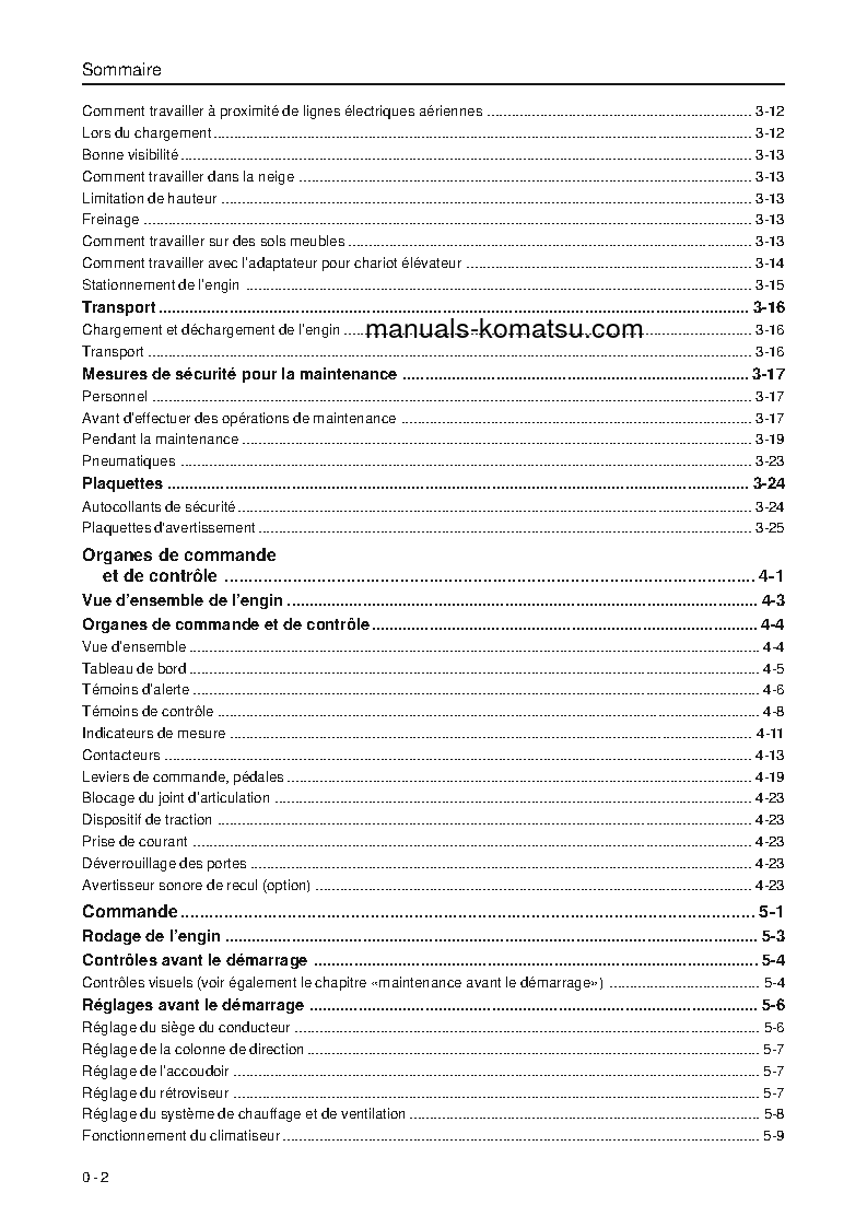 Protected: WA95-3(DEU)-H S/N H20672-UP Operation manual (French)