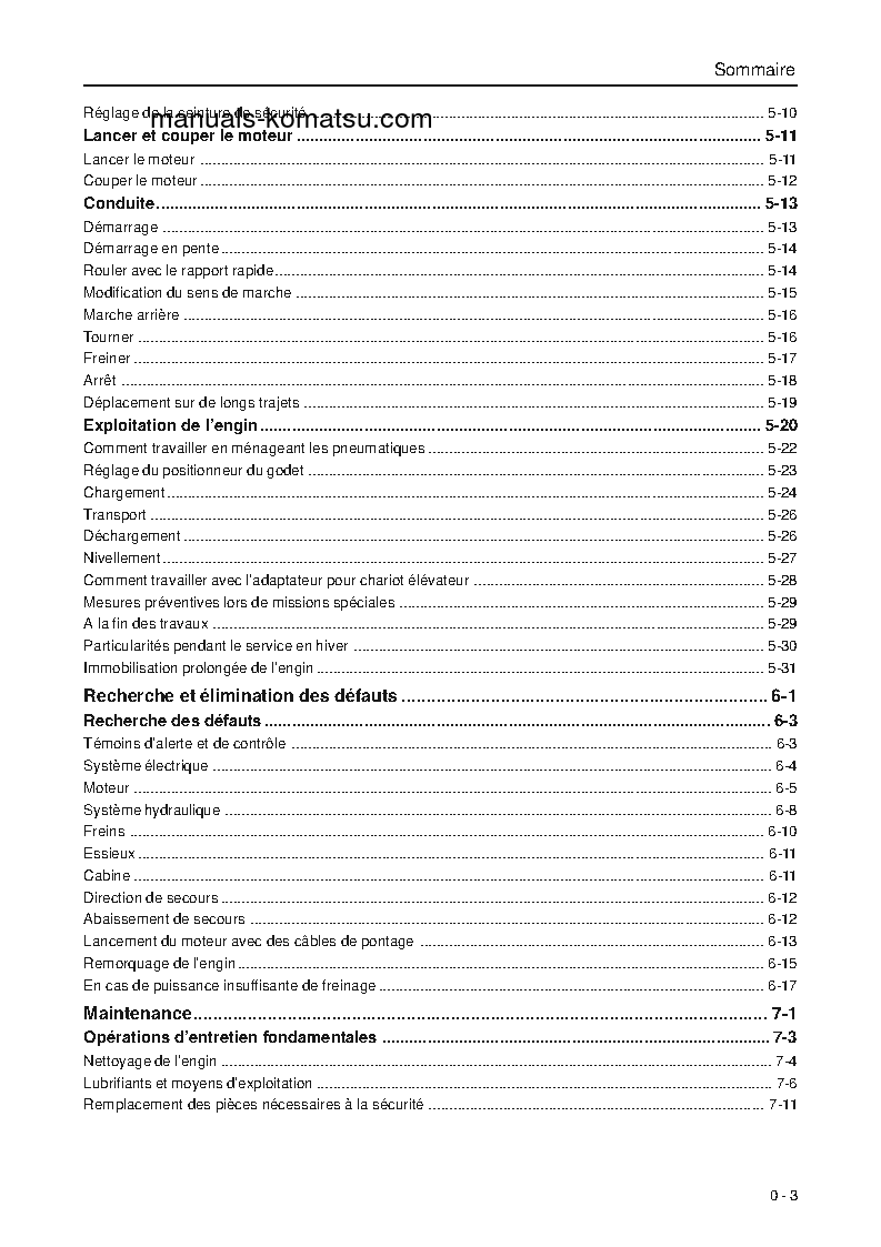 Protected: WA95-3(DEU)-H S/N H20672-UP Operation manual (French)