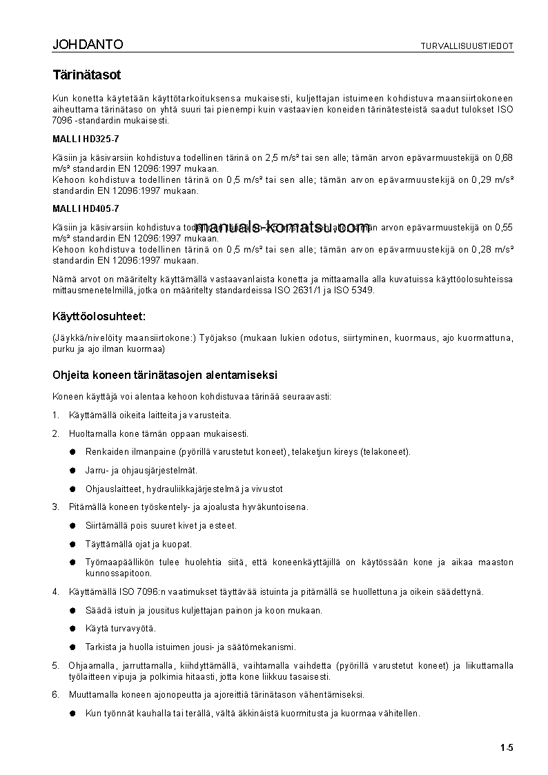 Protected: HD405-7(DEU) S/N 7611-UP Operation manual (Finnish)