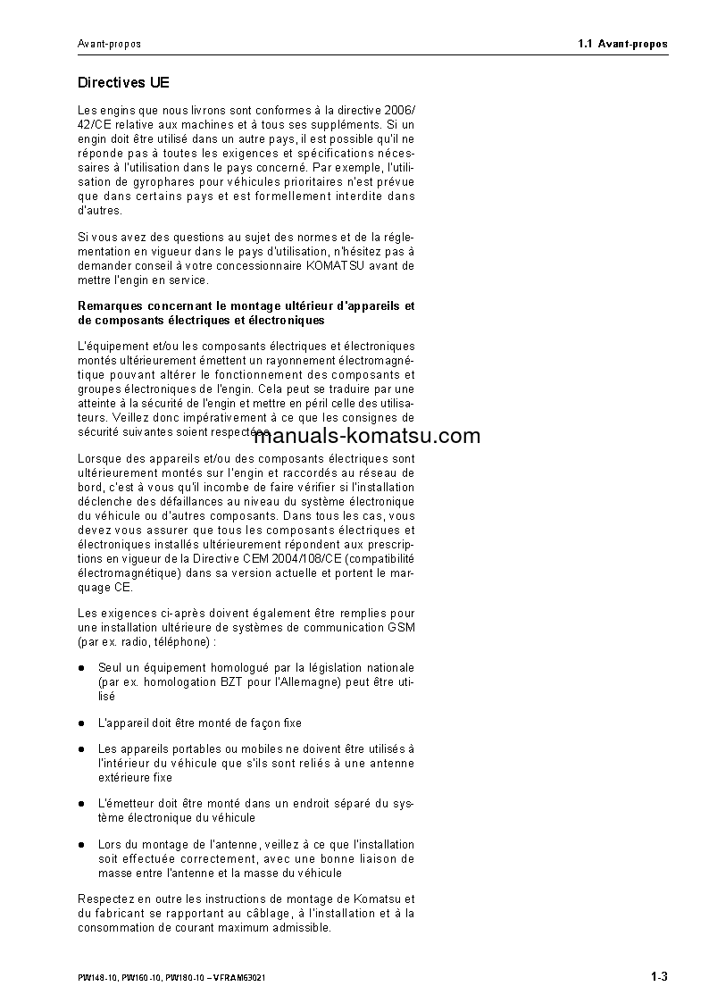 Protected: PW160-10(DEU) S/N H62051-UP Operation manual (French)