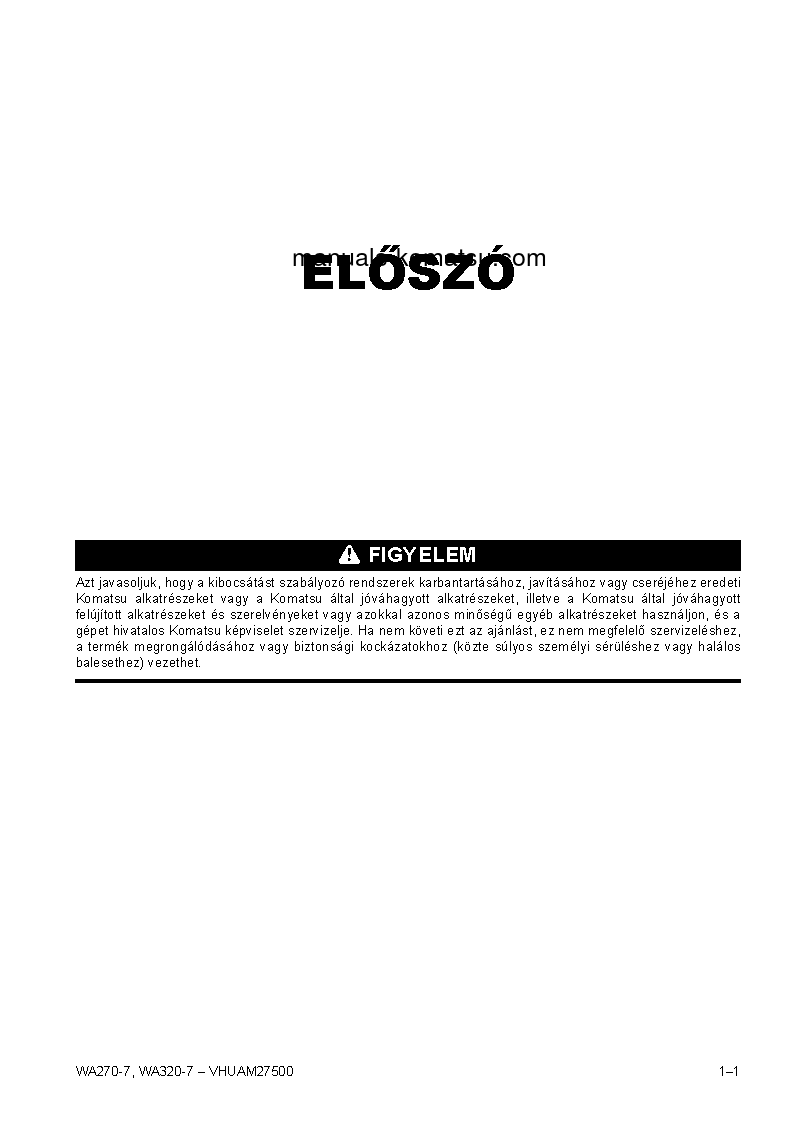 Protected: WA320-7(DEU) S/N 80001-UP Operation manual (Hungarian)