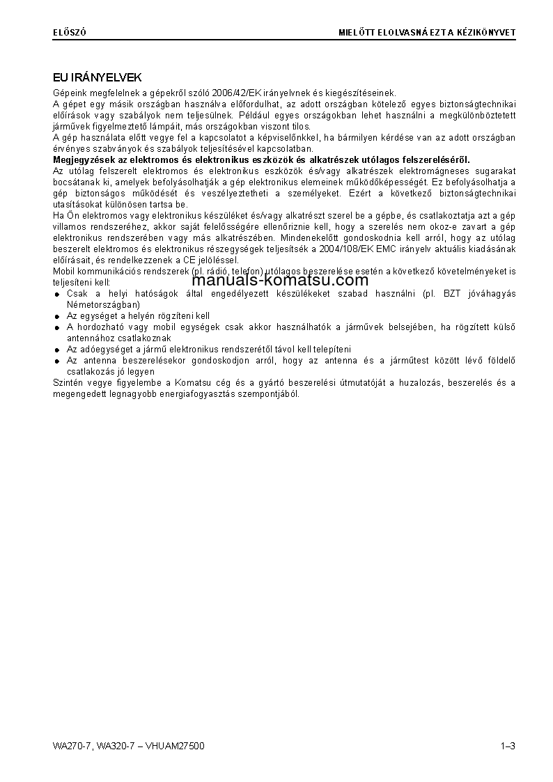 Protected: WA320-7(DEU) S/N 80001-UP Operation manual (Hungarian)