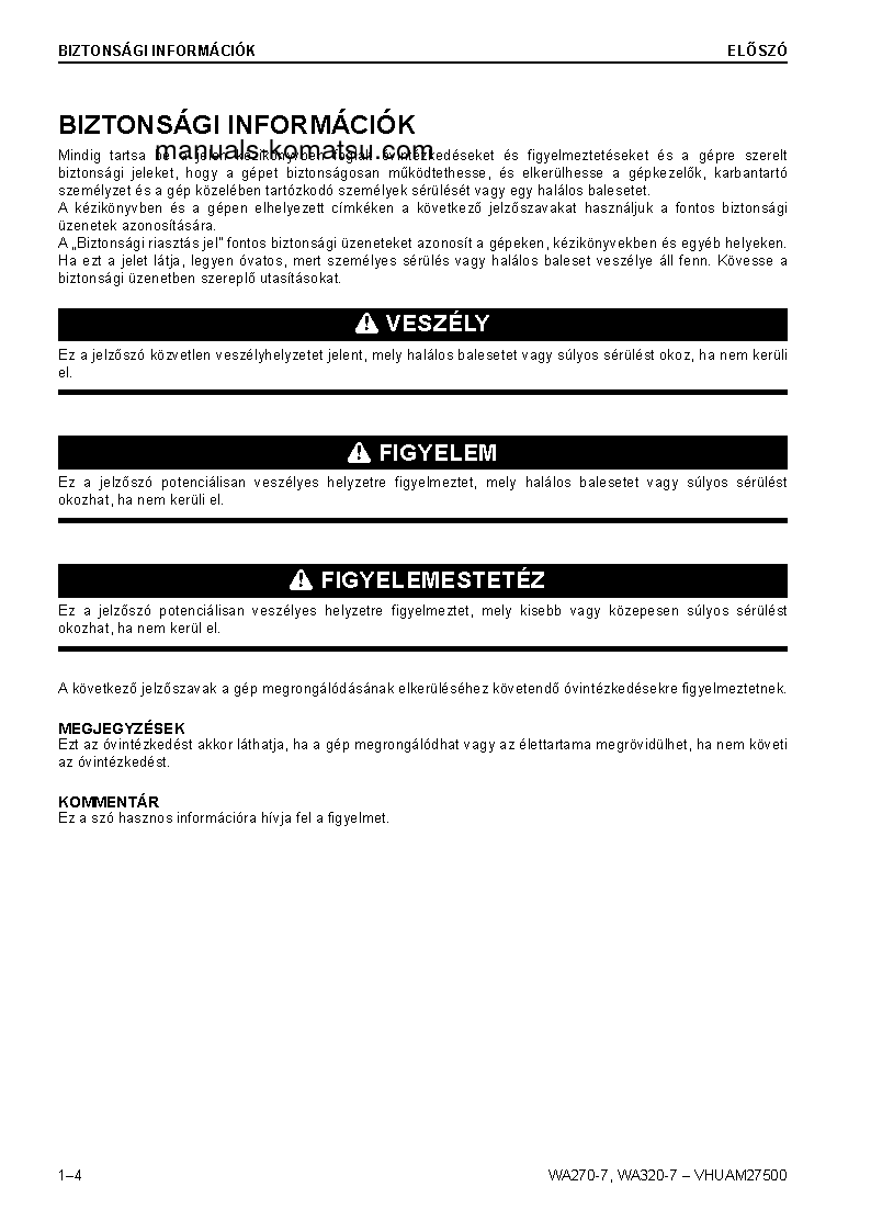 Protected: WA320-7(DEU) S/N 80001-UP Operation manual (Hungarian)