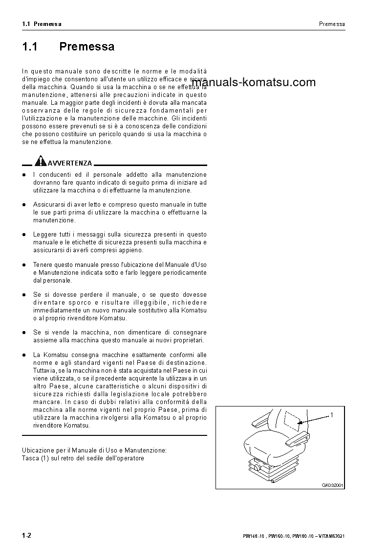 Protected: PW160-10(DEU) S/N H62051-UP Operation manual (Italian)