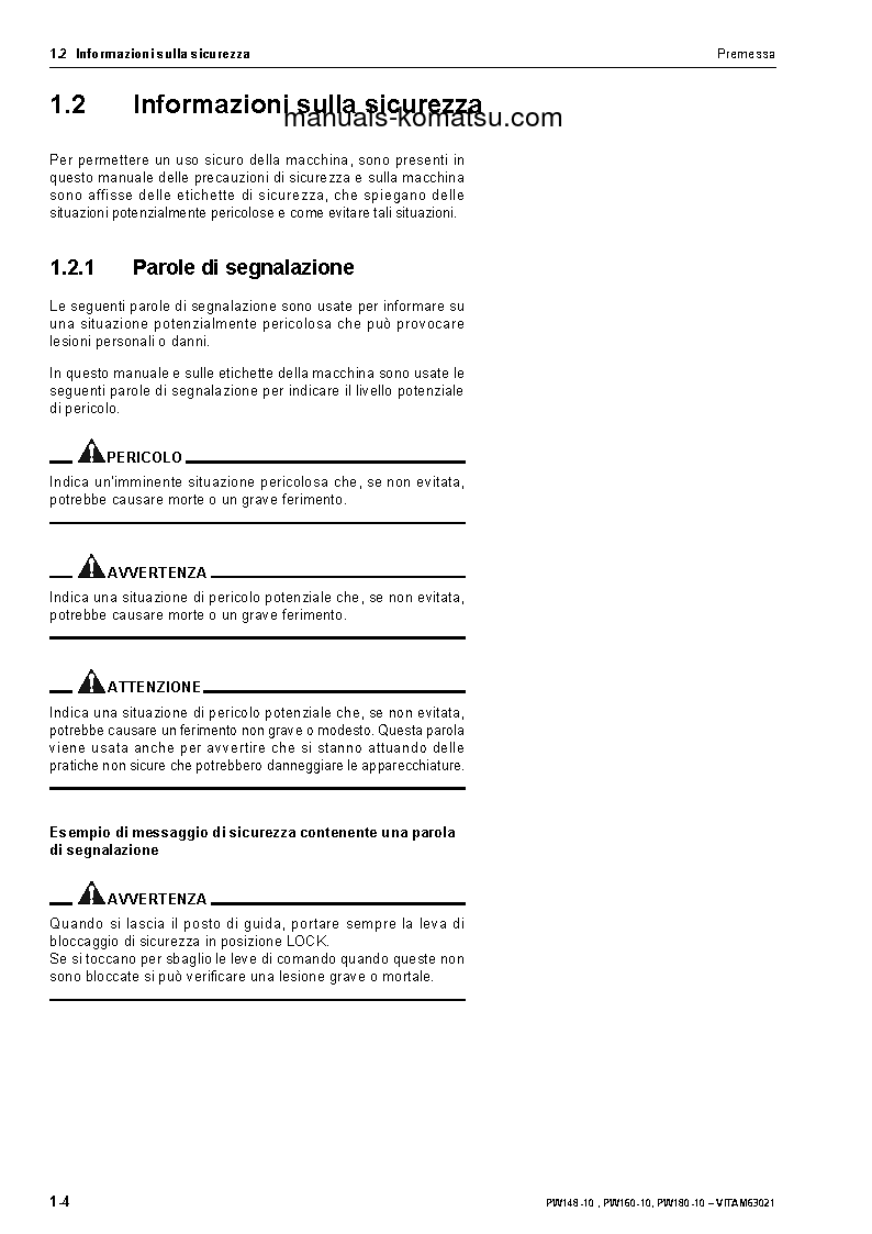 Protected: PW160-10(DEU) S/N H62051-UP Operation manual (Italian)