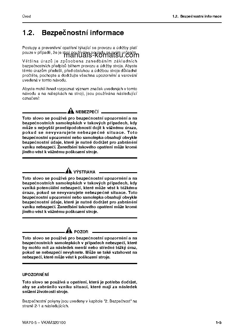 Protected: WA70-5(DEU) S/N H50051-UP Operation manual (Czech)