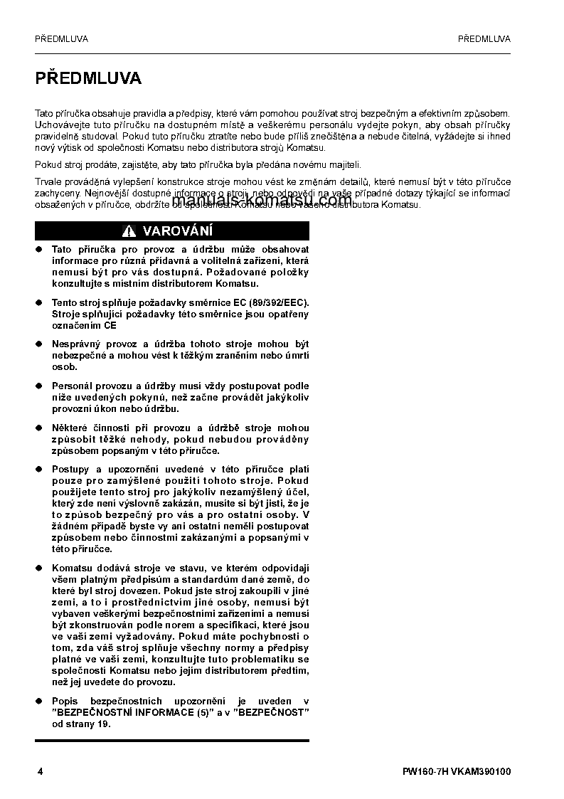 Protected: PW160-7(DEU) S/N H50051-UP Operation manual (Czech)
