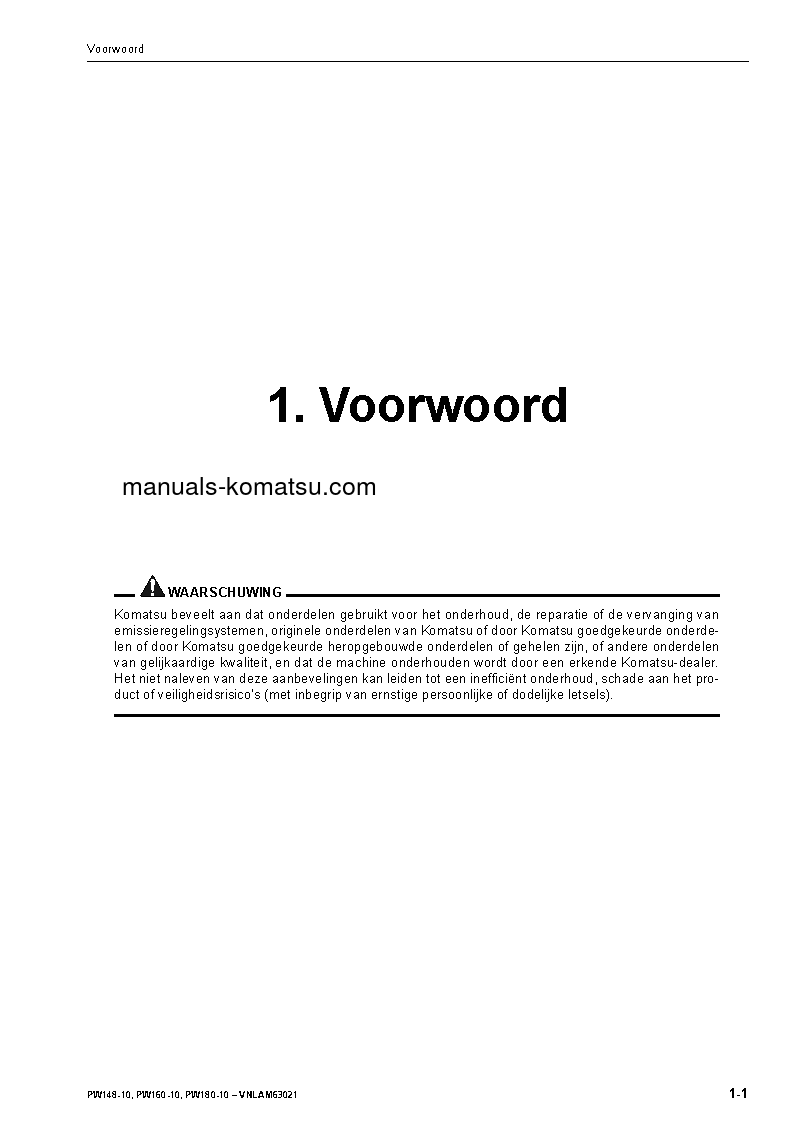 Protected: PW160-10(DEU) S/N H62051-UP Operation manual (Dutch)