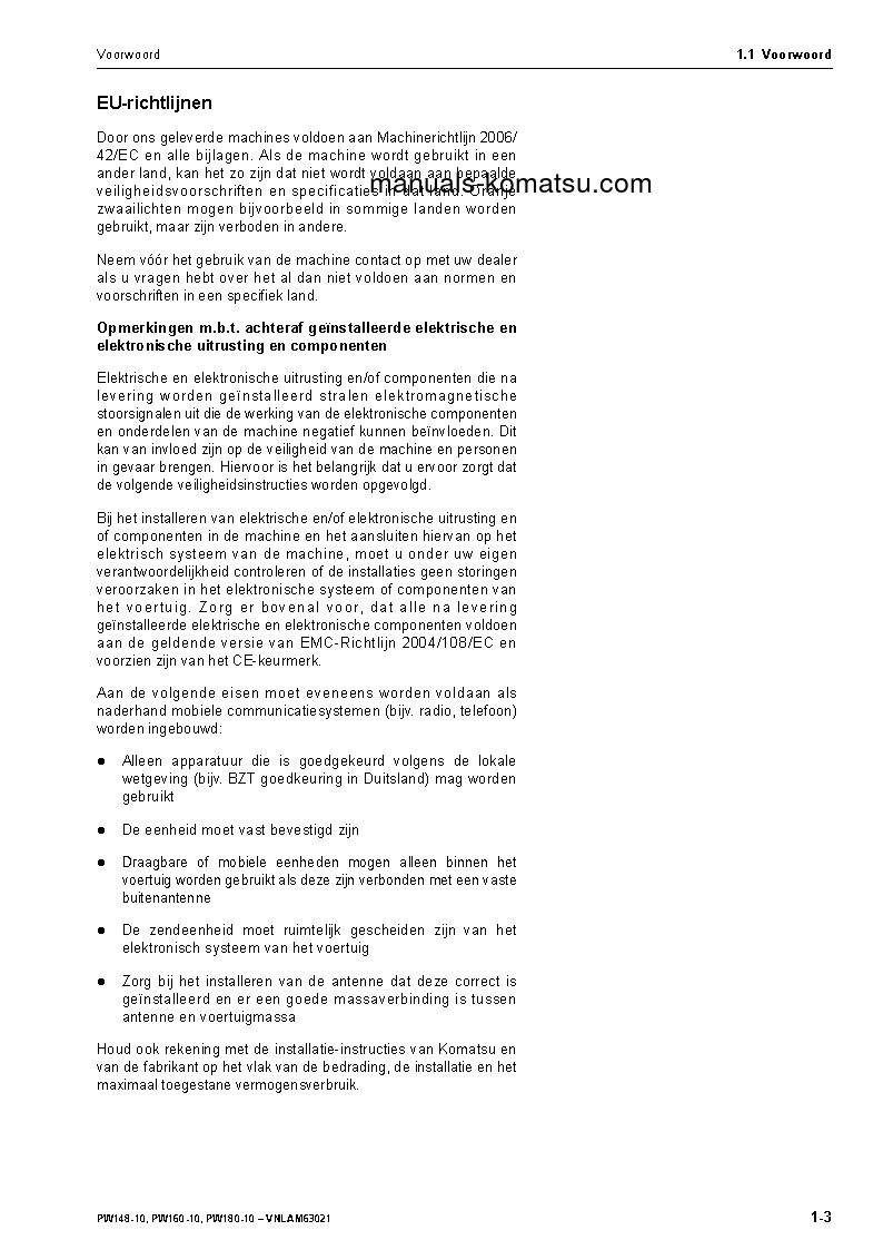 Protected: PW160-10(DEU) S/N H62051-UP Operation manual (Dutch)