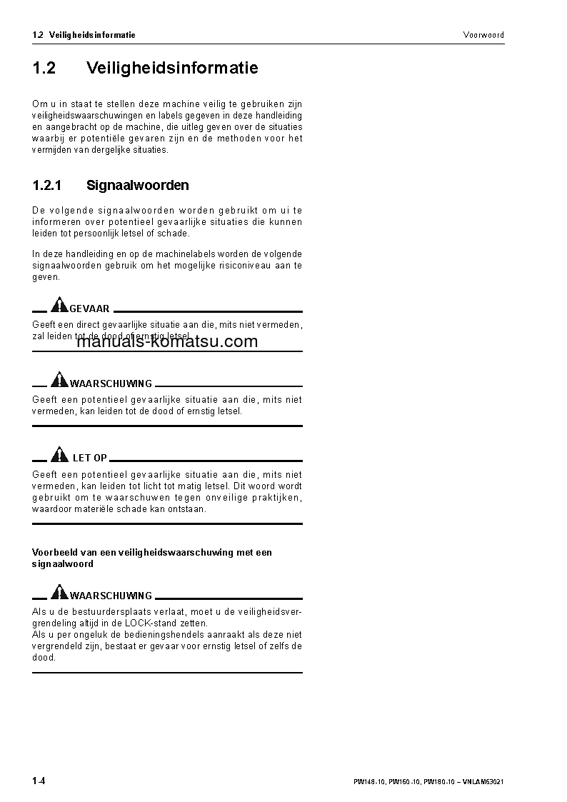 Protected: PW160-10(DEU) S/N H62051-UP Operation manual (Dutch)