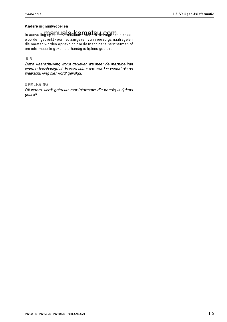 Protected: PW160-10(DEU) S/N H62051-UP Operation manual (Dutch)