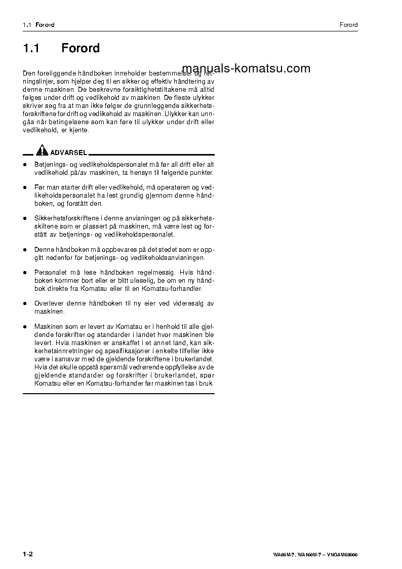 Protected: WA80M-7(DEU) S/N H62051-UP Operation manual (Norwegian)
