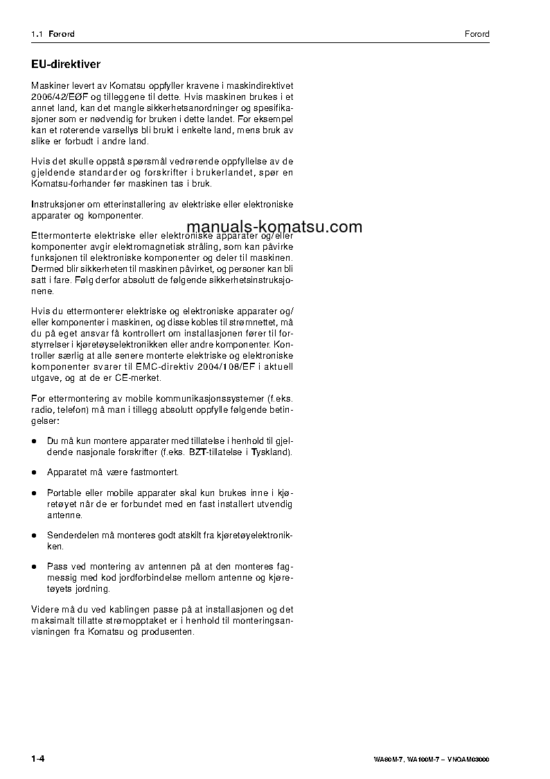 Protected: WA80M-7(DEU) S/N H62051-UP Operation manual (Norwegian)