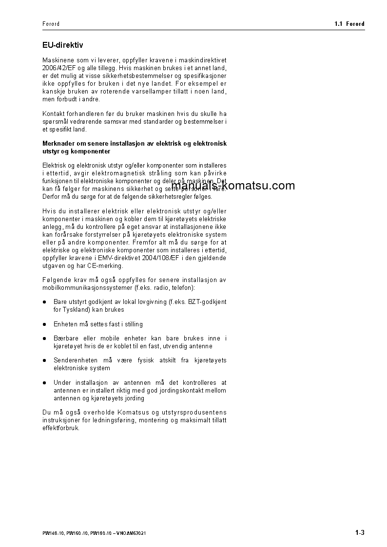 Protected: PW160-10(DEU) S/N H62051-UP Operation manual (Norwegian)