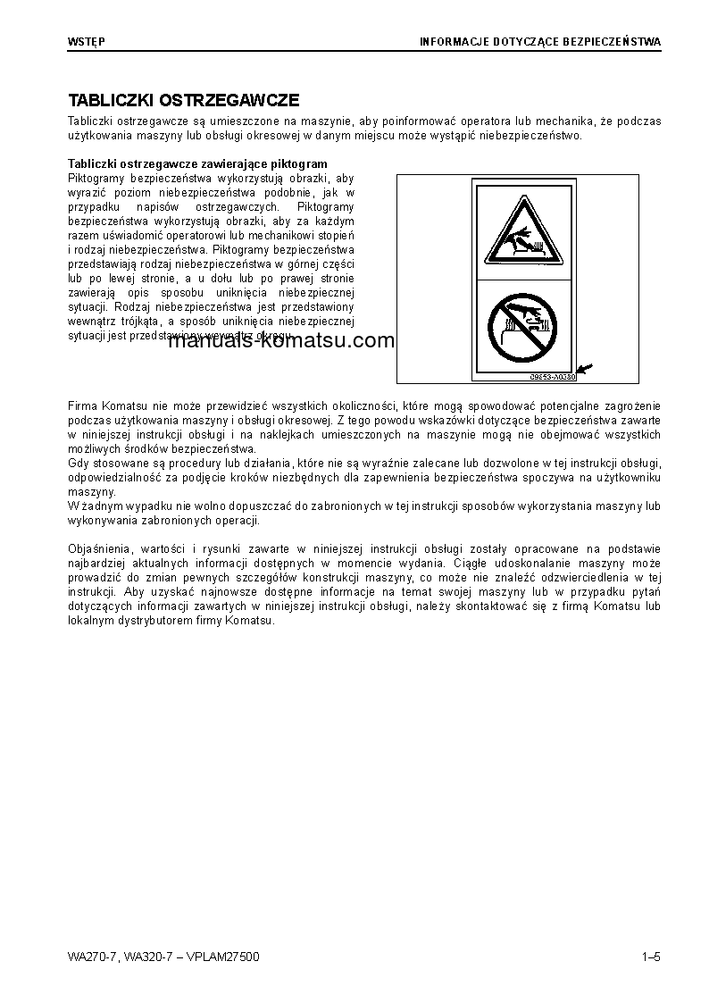 Protected: WA270-7(DEU) S/N H01051-UP Operation manual (Polish)