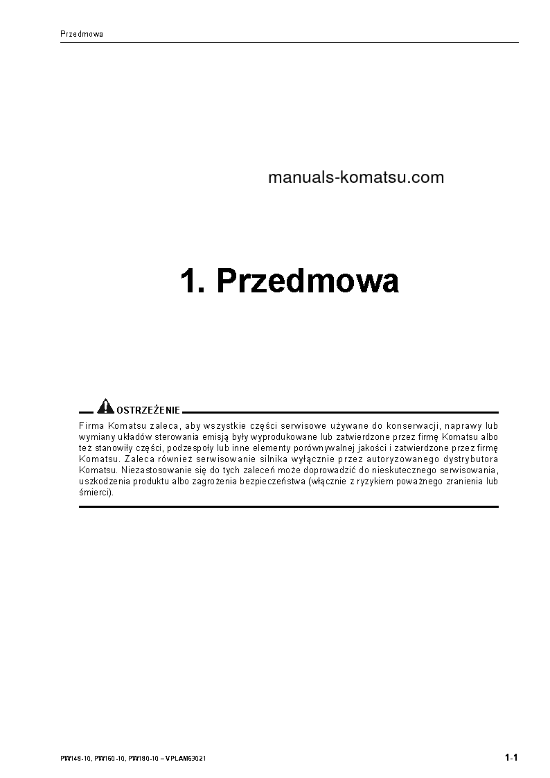 Protected: PW160-10(DEU) S/N H62051-UP Operation manual (Polish)