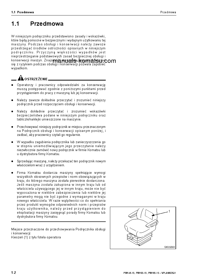 Protected: PW160-10(DEU) S/N H62051-UP Operation manual (Polish)