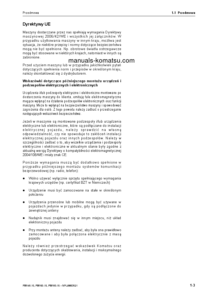 Protected: PW160-10(DEU) S/N H62051-UP Operation manual (Polish)