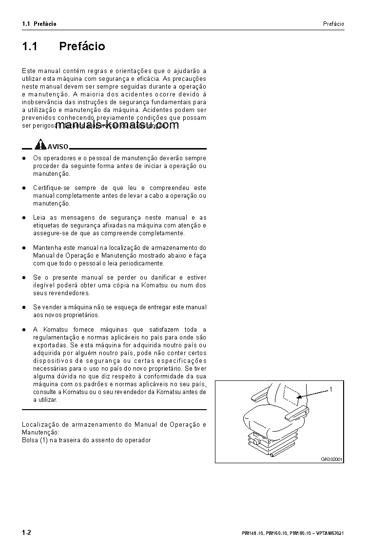 Protected: PW160-10(DEU) S/N H62051-UP Operation manual (Portuguese)