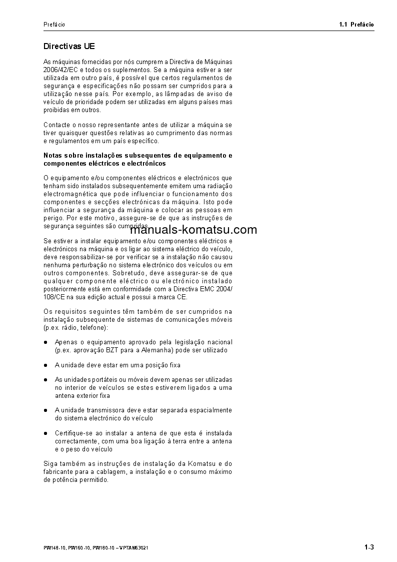 Protected: PW160-10(DEU) S/N H62051-UP Operation manual (Portuguese)