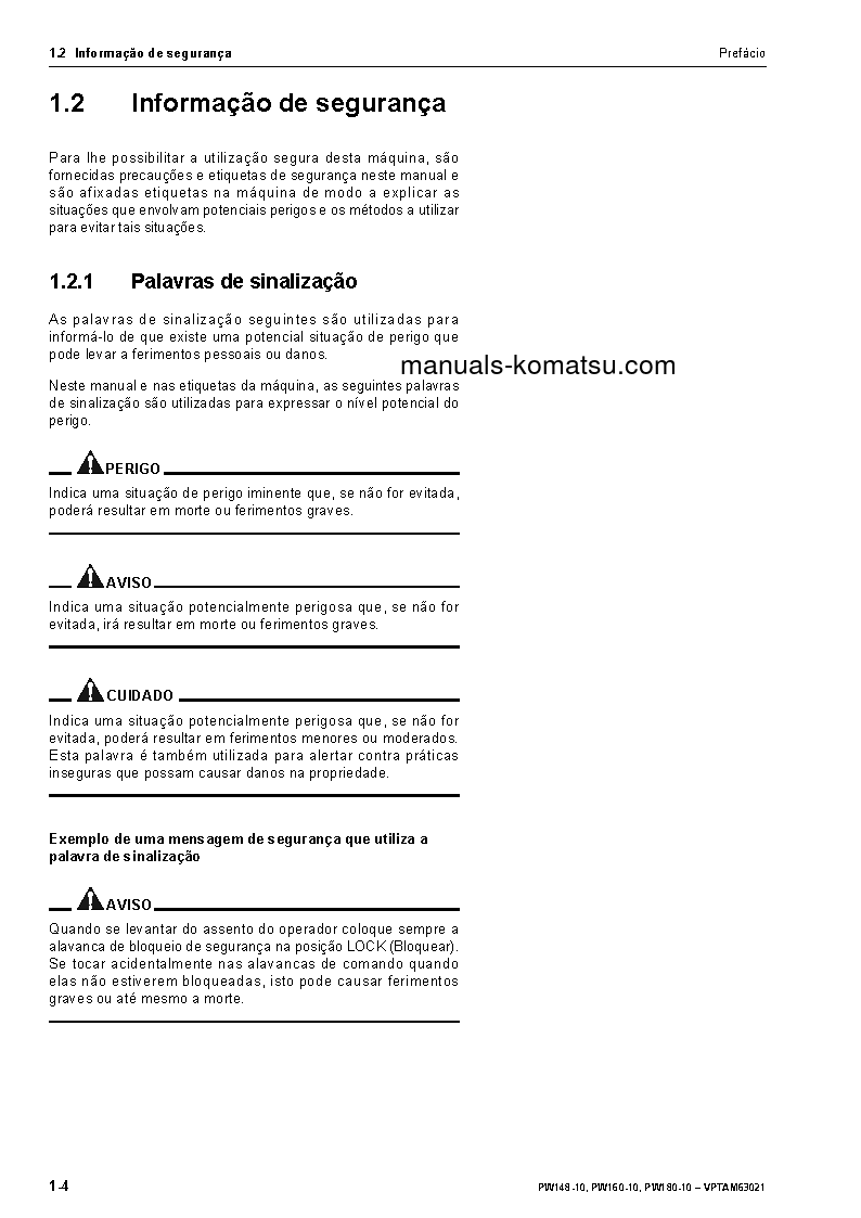 Protected: PW160-10(DEU) S/N H62051-UP Operation manual (Portuguese)