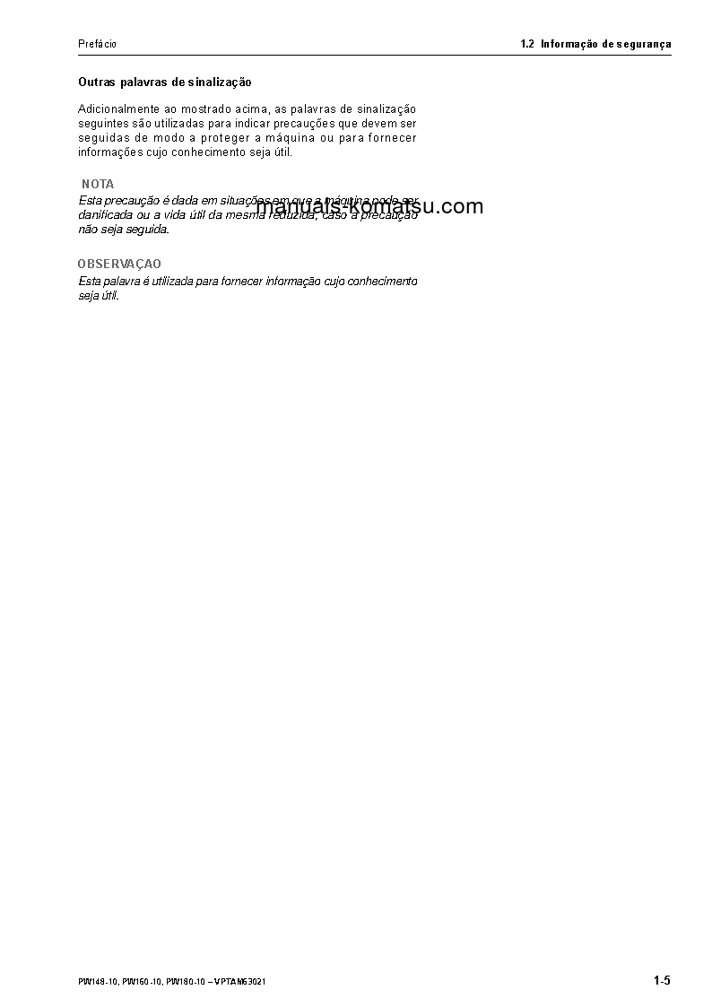 Protected: PW160-10(DEU) S/N H62051-UP Operation manual (Portuguese)