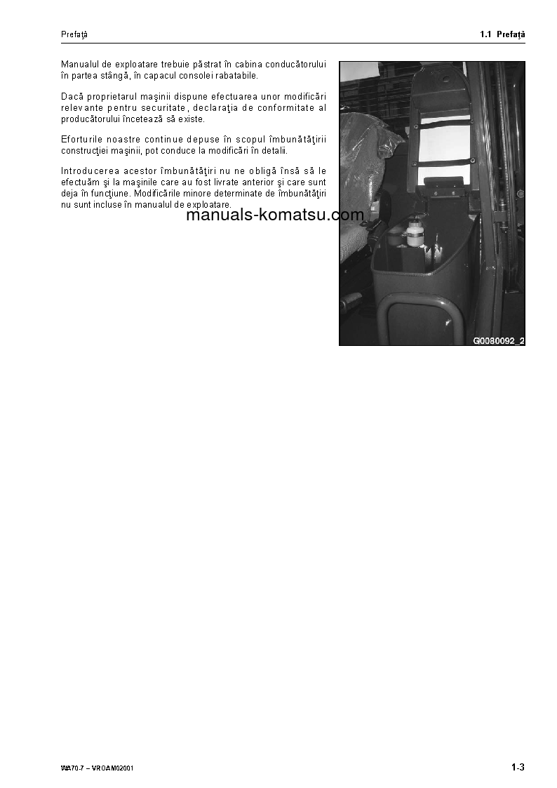 Protected: WA70-7(DEU) S/N H62051-UP Operation manual (Romanian)