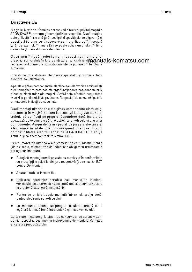 Protected: WA70-7(DEU) S/N H62051-UP Operation manual (Romanian)