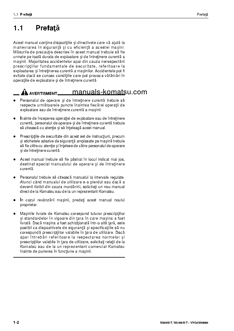 Protected: WA80M-7(DEU) S/N H62051-UP Operation manual (Romanian)