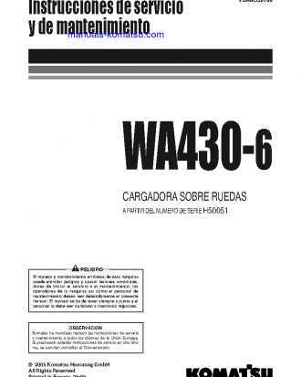 WA430-6(DEU) S/N H50051-UP Operation manual (Spanish)