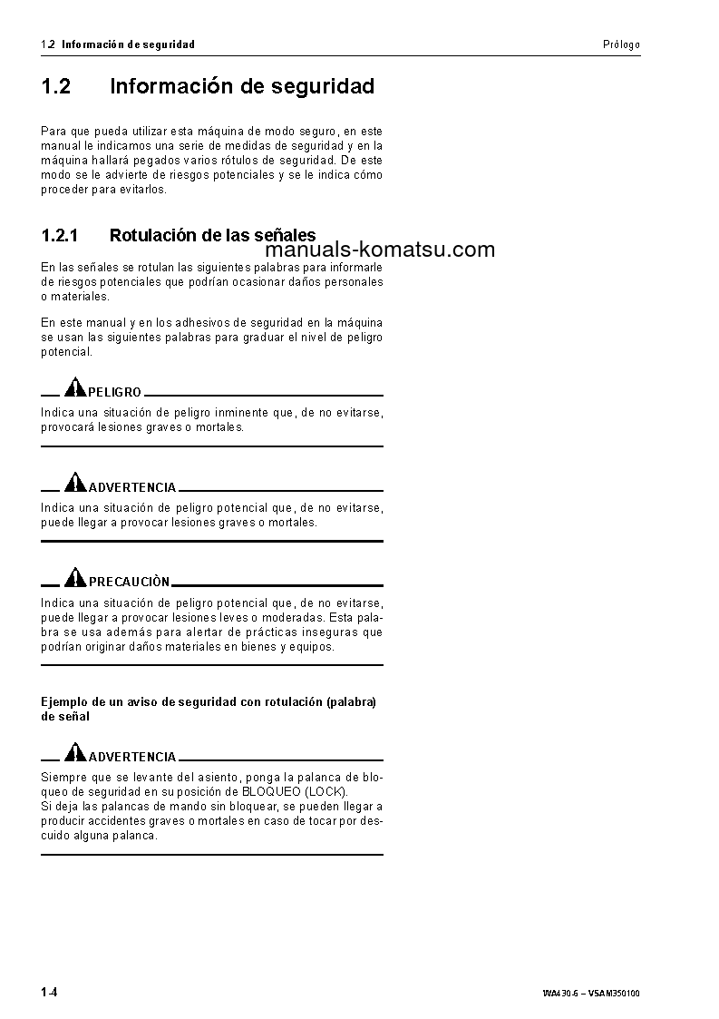 Protected: WA430-6(DEU) S/N H50051-UP Operation manual (Spanish)