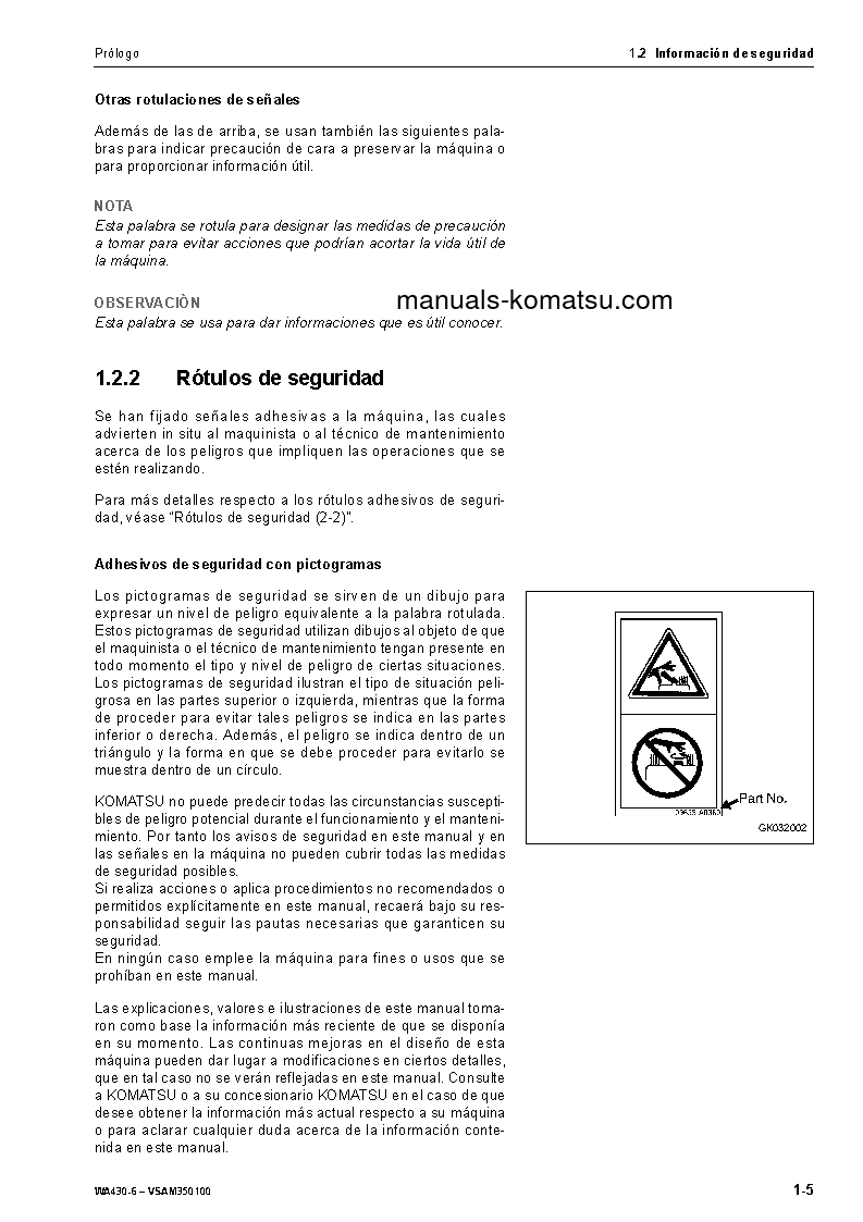 Protected: WA430-6(DEU) S/N H50051-UP Operation manual (Spanish)